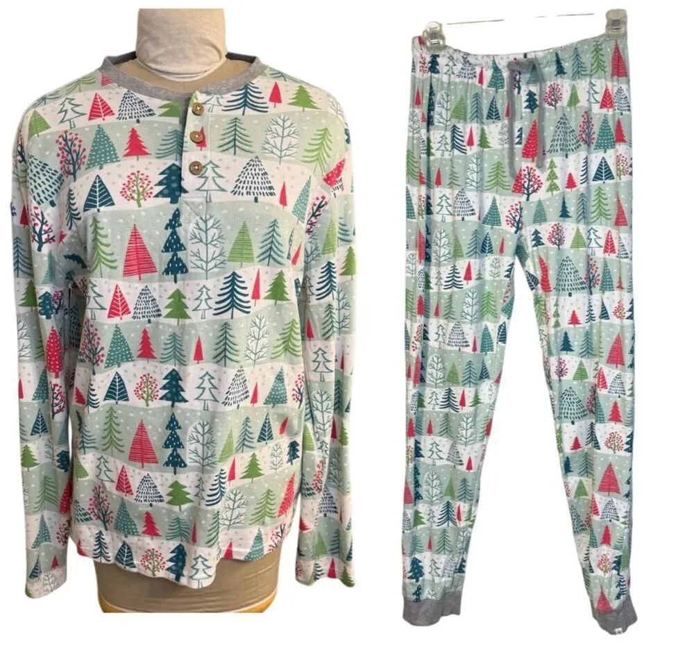 The Honest Company Organic Cotton Holiday Pajamas Feelin’ Pine Men’s Sz. L